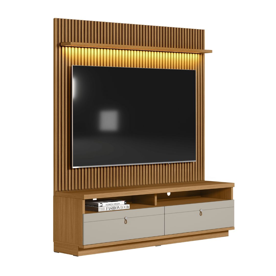 Home Ouro Preto Linea 180cm com Led Nature/Off White