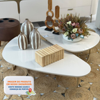 Mesa de Centro Pétala DJ Móveis Orgânica Pé Dourado Off White