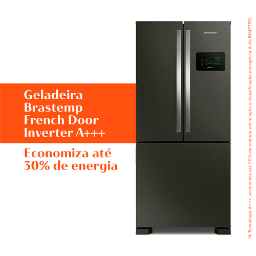 Refrigerador Brastemp 554L BRO85AE 3 Portas French Door Inverter Black Inox 220V