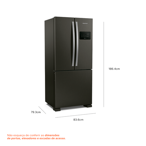 Refrigerador Brastemp 554L BRO85AE 3 Portas French Door Inverter Black Inox 220V