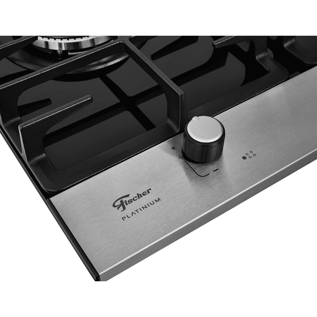 Cooktop à Gás Fischer 5 Bocas Platinium Tripla chama Trempe em Ferro Fundido 33810-92122 Vidro Preto Bivolt