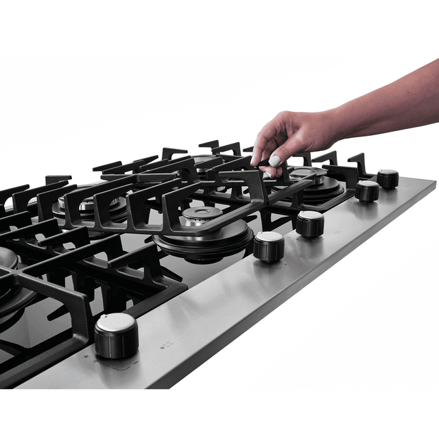 Cooktop à Gás Fischer 5 Bocas Platinium Tripla chama Trempe em Ferro Fundido 33810-92122 Vidro Preto Bivolt