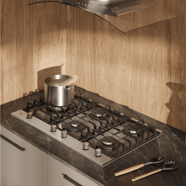 Cooktop à Gás Fischer 5 Bocas Platinium Tripla chama Trempe em Ferro Fundido 33810-92122 Vidro Preto Bivolt