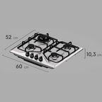 Cooktop à Gás Electrolux 4 Bocas KE4XC Multi Chama Mesa Inox Bivolt