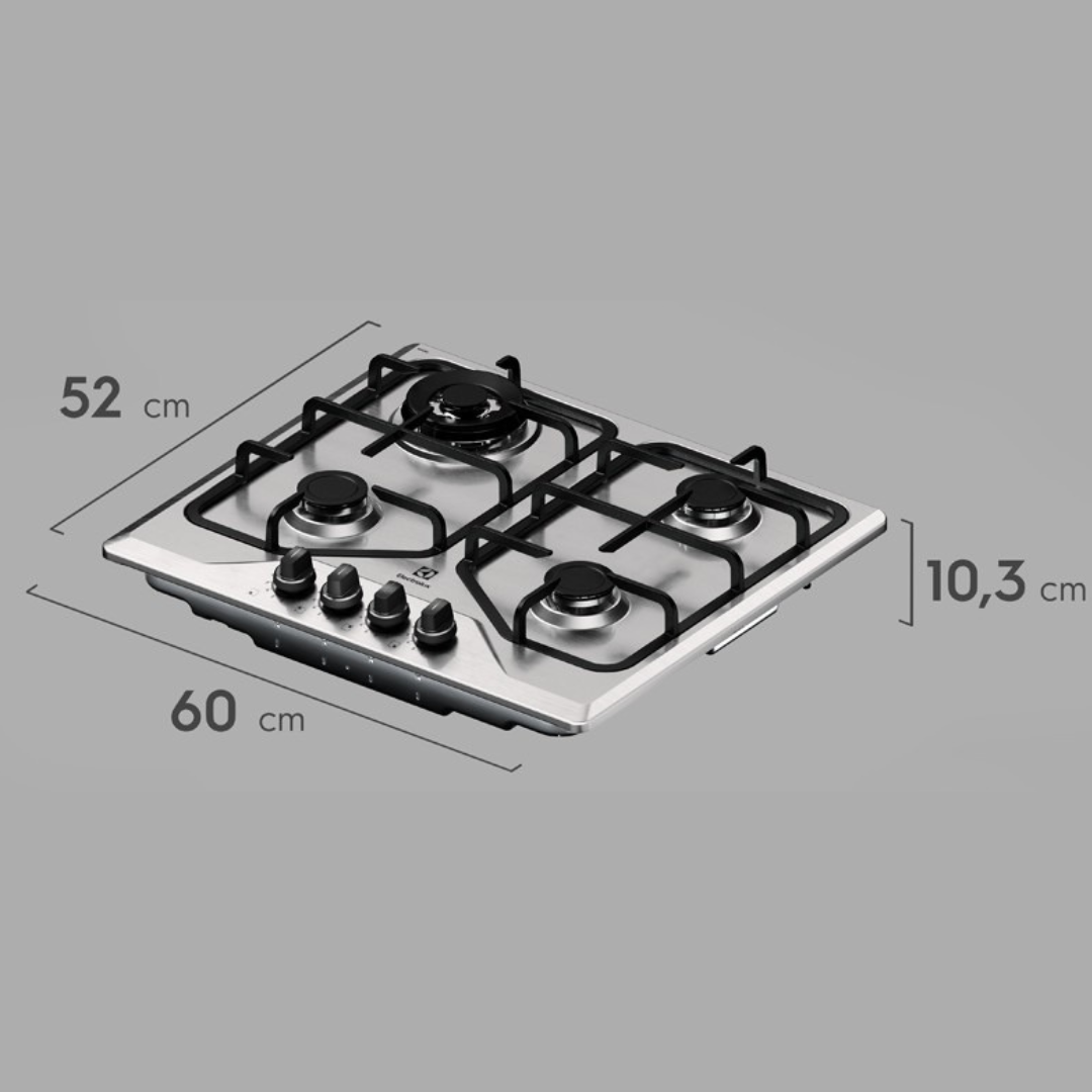 Cooktop à Gás Electrolux 4 Bocas KE4XC Multi Chama Mesa Inox Bivolt