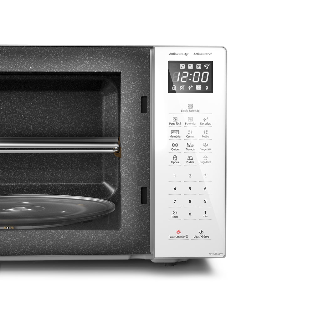 Micro-ondas Panasonic 34L Antiaderente Função Pega Fácil Branco 220V