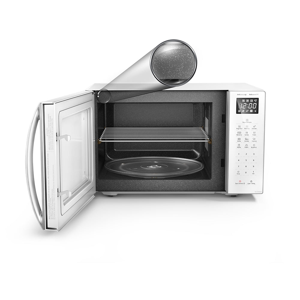 Micro-ondas Panasonic 34L Antiaderente Função Pega Fácil Branco 220V
