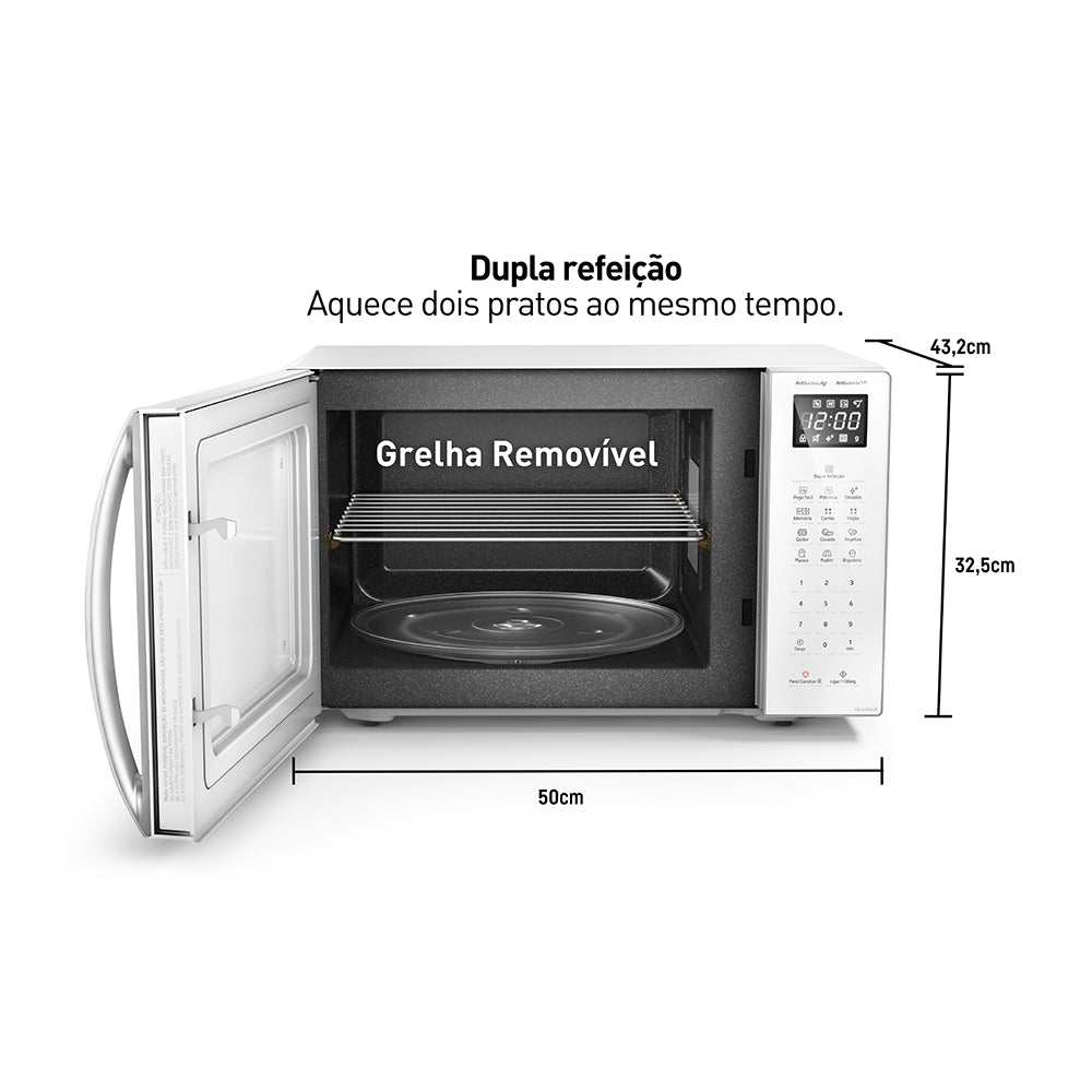 Micro-ondas Panasonic 34L Antiaderente Função Pega Fácil Branco 220V