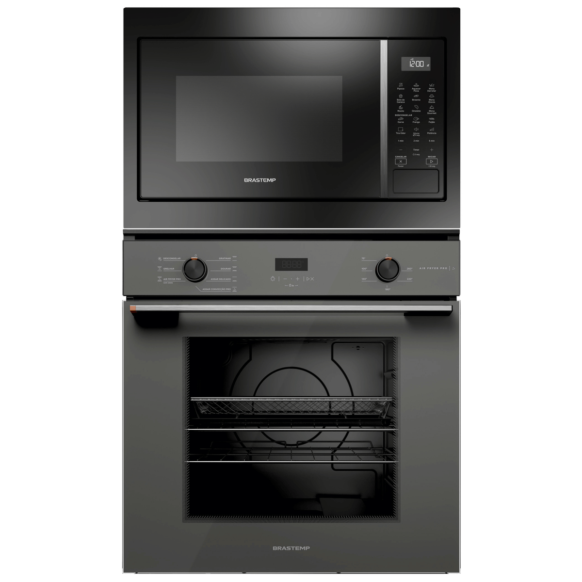 Kit Brastemp de Embutir Forno Elétrico 84L+Micro-ondas 32L Cinza e Preto 220V