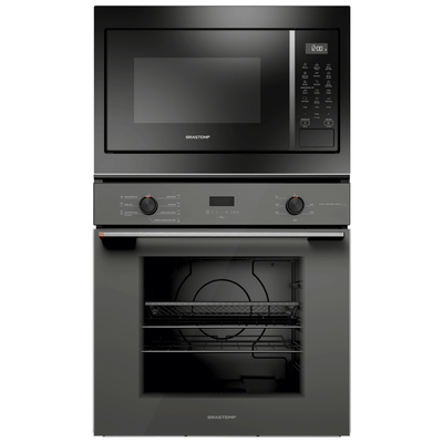 Kit Brastemp de Embutir Forno Elétrico 84L+Micro-ondas 32L Cinza e Preto 220V