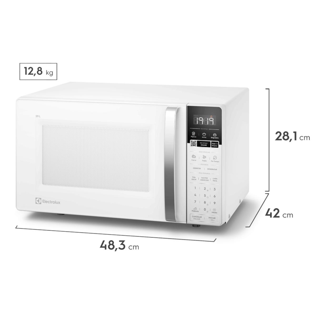 Micro-ondas Electrolux 29L Efficient ME29B Função Descongelamento Assistido Branco 220V
