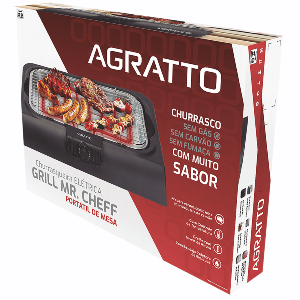 Churrasqueira Elétrica Portátil Agratto CH2 Mr. Cheff 2000W Preto 220V