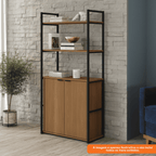 Estante Industrial Kappesberg 2 Portas com Prateleiras LI041 Canela e Preto