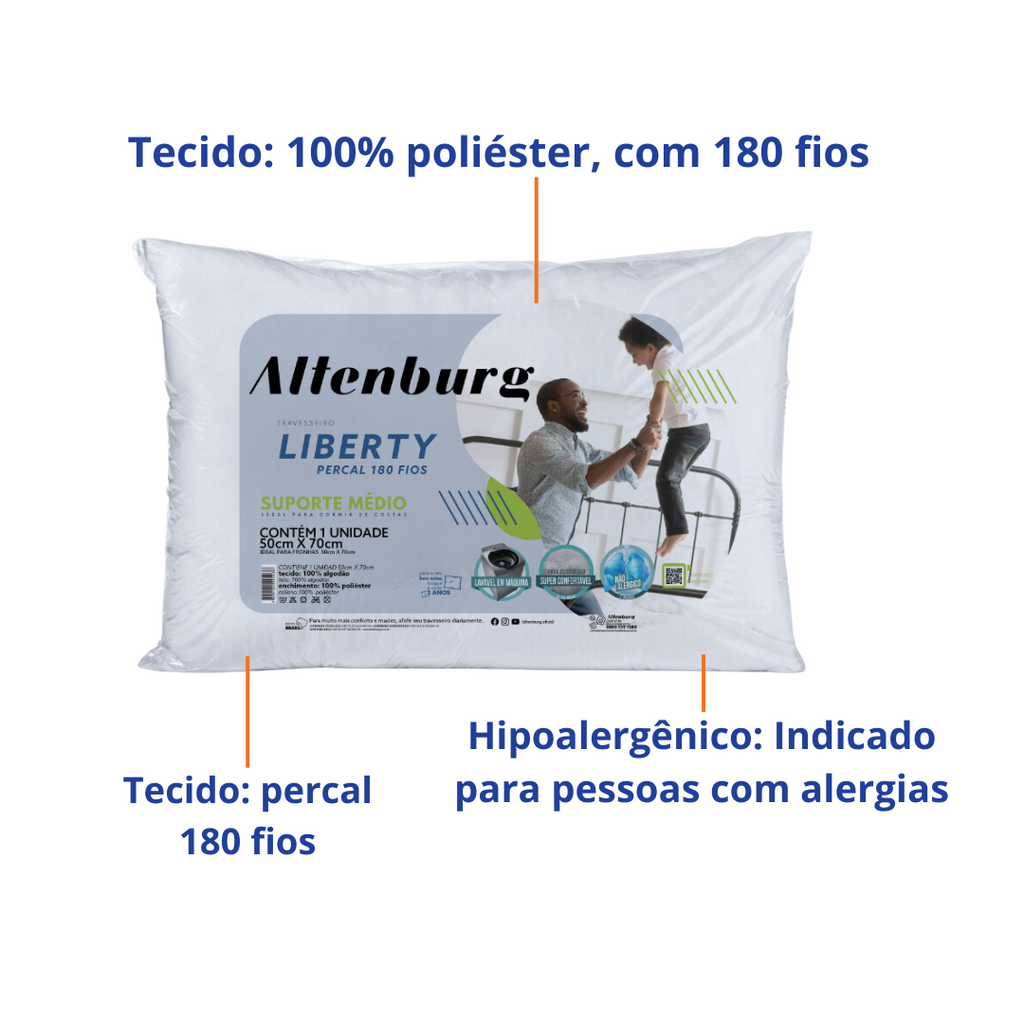 Conjunto 2 Travesseiro Altenburg Liberty 180 Fios 50x70cm