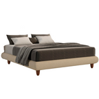 Base Bold Queen Perfan 178cm Pé de Madeira Bege