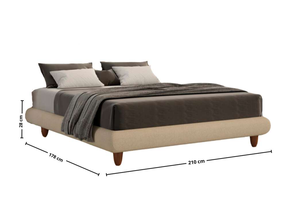 Base Bold Queen Perfan 178cm Pé de Madeira Bege