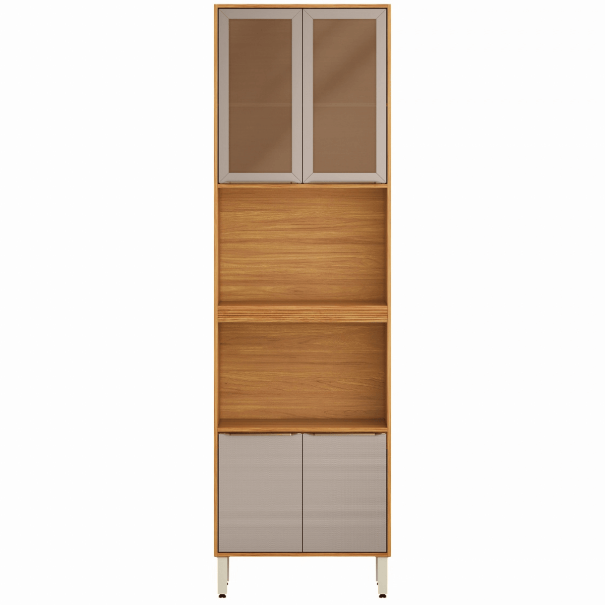 Paneleiro Torre Quente Plena Demóbile 100% MDF 70cm 4 Portas Cinamomo e Nude
