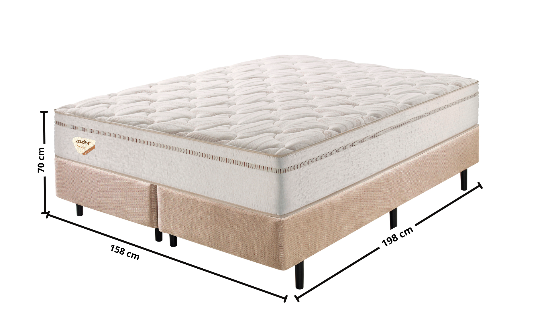 Conjunto Cama Box High Spring Queen Ecoflex 158x198x70cm Molas Superlastic Bege
