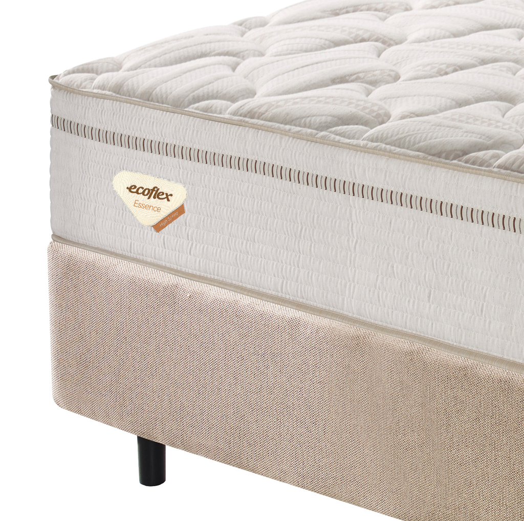 Conjunto Cama Box High Spring Queen Ecoflex 158x198x70cm Molas Superlastic Bege