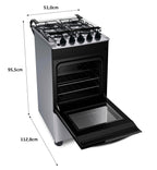 Fogão 4 Bocas Brastemp BFO4NBR Piso Duas Prateleiras com Alturas Ajustáveis Inox Bivolt
