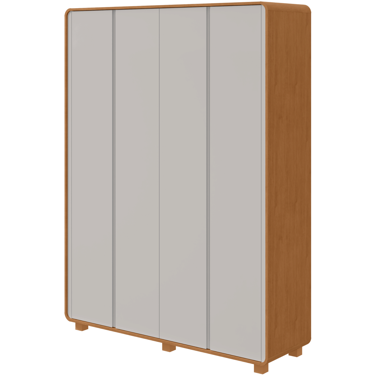 Roupeiro Loop Lopas 184cm 100% MDF 4 Portas com Pés Amêndoa e Off White