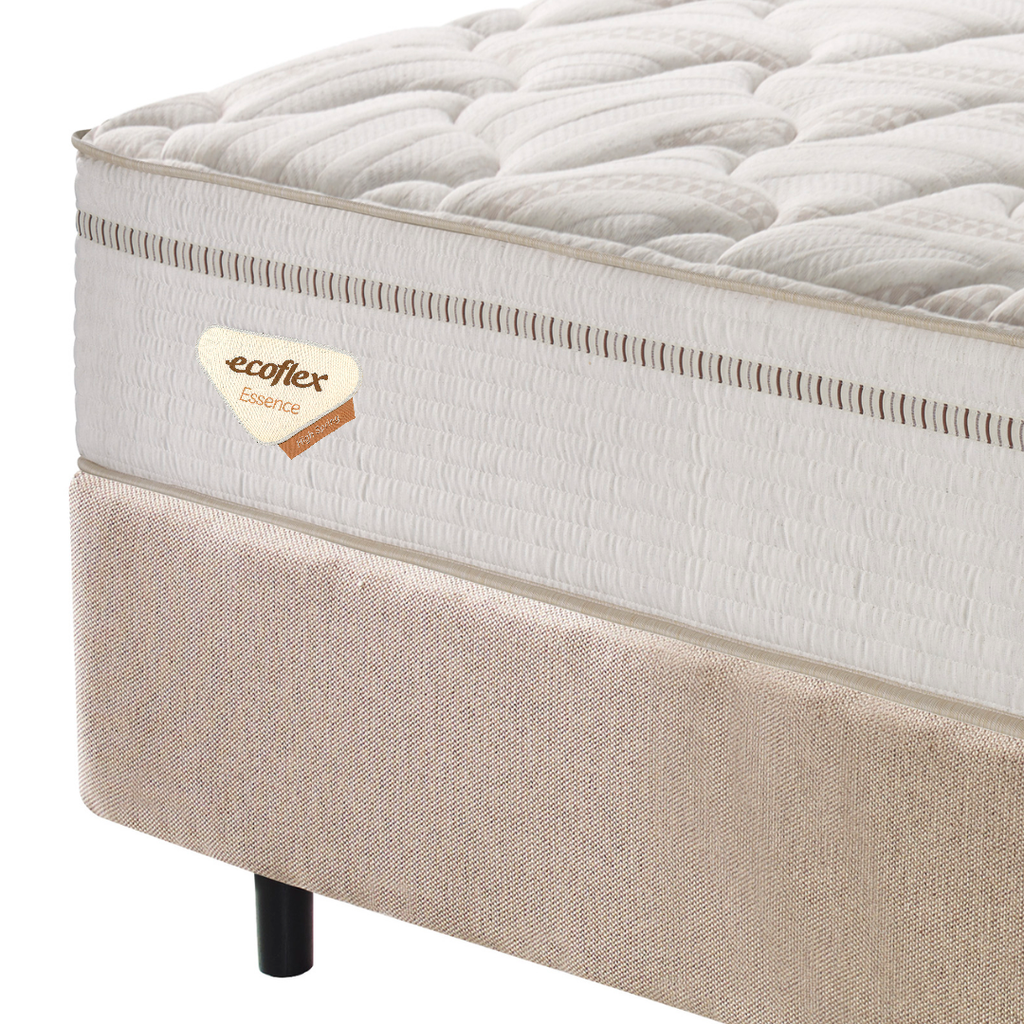 Conjunto Cama Box High Spring Solteiro Ecoflex 88x188x70cm Molas Superlastic Bege