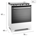 Fogão 5 Bocas Electrolux Efficient FE5IW Piso Mesa de Inox PerfectCook e VaporBake Branco Bivolt