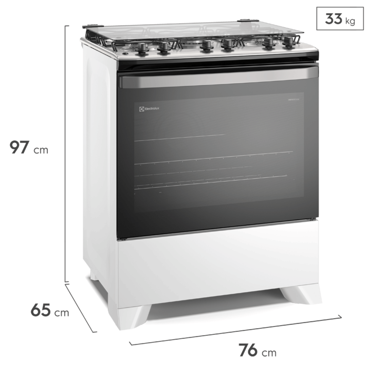 Fogão 5 Bocas Electrolux Efficient FE5IW Piso Mesa de Inox PerfectCook e VaporBake Branco Bivolt