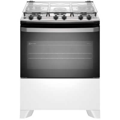 Fogão 5 Bocas Electrolux Efficient FE5IW Piso Mesa de Inox PerfectCook e VaporBake Branco Bivolt