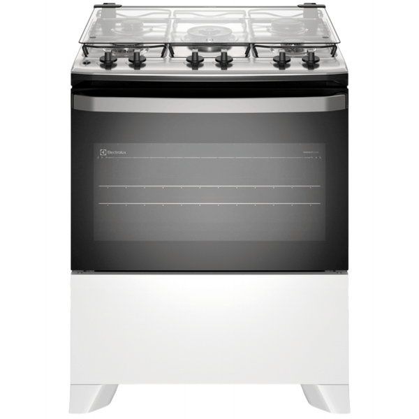 Fogão 5 Bocas Electrolux Efficient FE5IW Piso Mesa de Inox PerfectCook e VaporBake Branco Bivolt