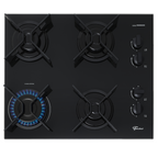 Cooktop a Gás Fischer 4 Bocas Fit Line Trempe Iron Vidro Preto Bivolt