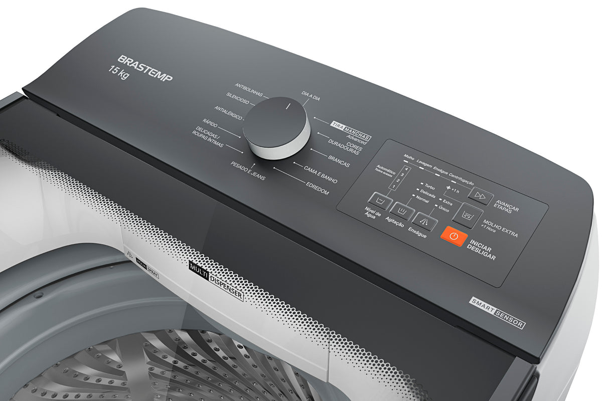 Lavadora de Roupas Brastemp Advanced 15Kg BWF15AB Cesto Inox Ciclo Antibolinha 220V