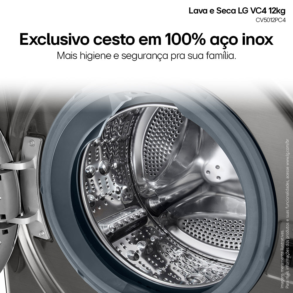 Lava e Seca LG 12KG VC4 AI DD Smart Inox 220V