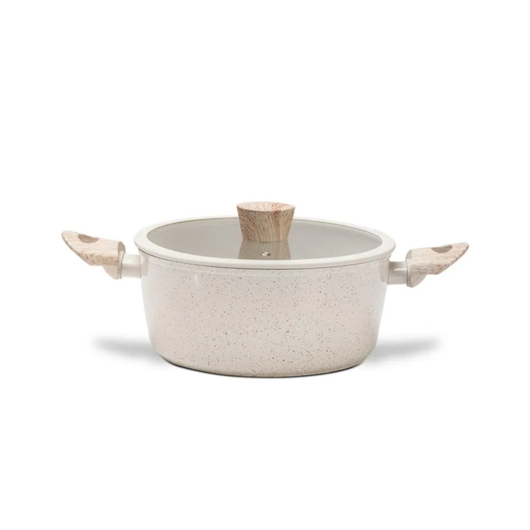 Jogo de Panelas Ceramic Life Brinox 6 Peças Indução Sirius Vanilla