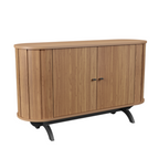 Balcão Buffet Curvo 2 Portas 100% MDF 130cm TB289 Dalla Costa Freijó/Preto Fosco