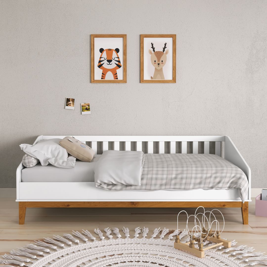 Cama Babá Nature New Matic Branco e Eco Wood