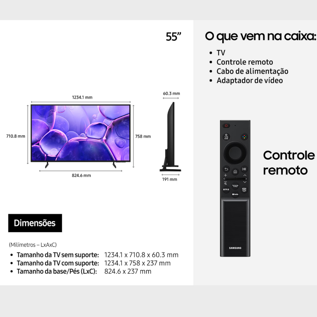 Smart TV LED 55" 4K Samsung U8100F UHD Gaming Hub Bivolt