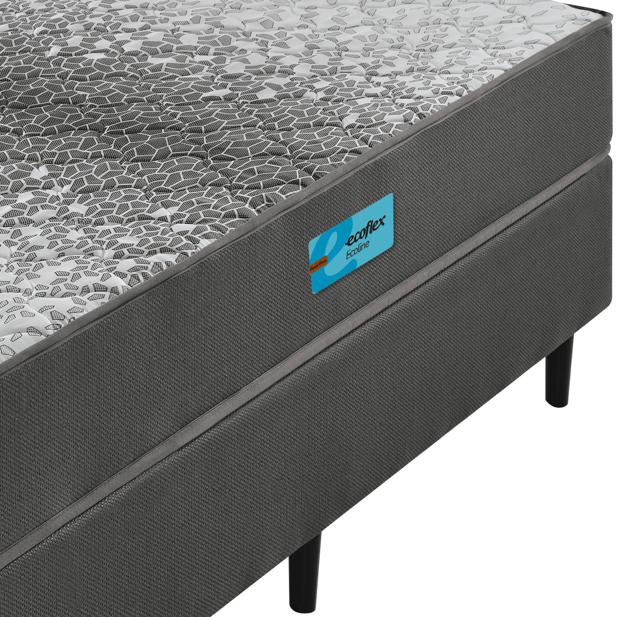 Conjunto Cama Box Dual Firm Casal Ecoflex 138x188x59cm Espuma Chumbo