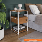 Mesa de Cabeceira Industrial Kappesberg LI046 Canela e Branco
