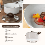 Jogo de Panelas Ceramic Life Brinox 5 Peças Indução Revestimento em Cerâmica Vanilla