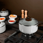 Jogo de Panelas Ceramic Life Brinox 5 Peças Indução Revestimento em Cerâmica Vanilla