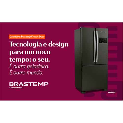 Refrigerador Brastemp 554L BRO85AE 3 Portas French Door Inverter Black Inox 220V