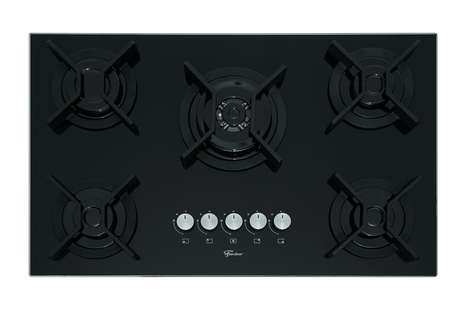 Cooktop à Gás Fischer 5 Bocas Infinity 26298-57077 Tripla Chama Grades em Ferro Fundido Vidro Preto Bivolt
