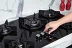 Cooktop à Gás Fischer 5 Bocas Infinity 26298-57077 Tripla Chama Grades em Ferro Fundido Vidro Preto Bivolt