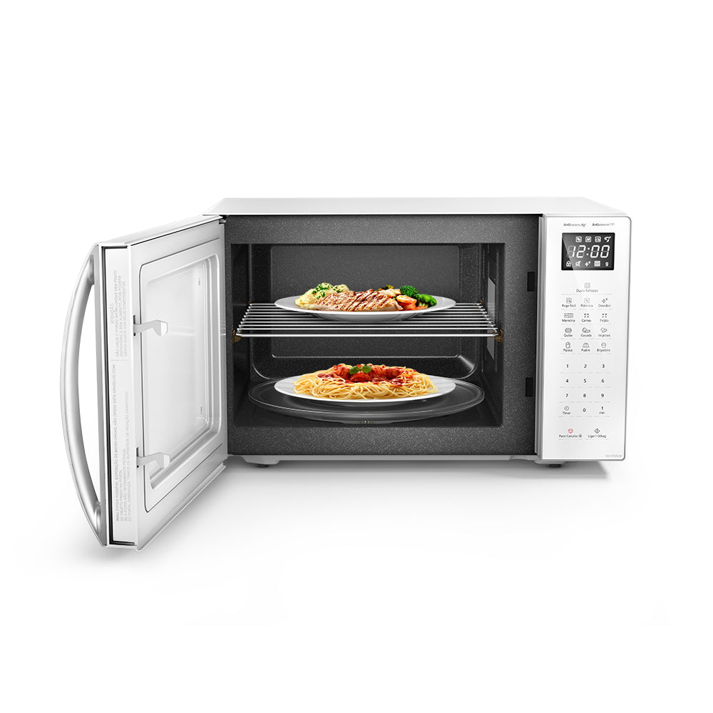 Micro-ondas Panasonic 34L Antiaderente Função Pega Fácil Branco 220V