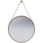 Espelho Redondo Aqua Imcal 60cm com Alça Couro Marrom