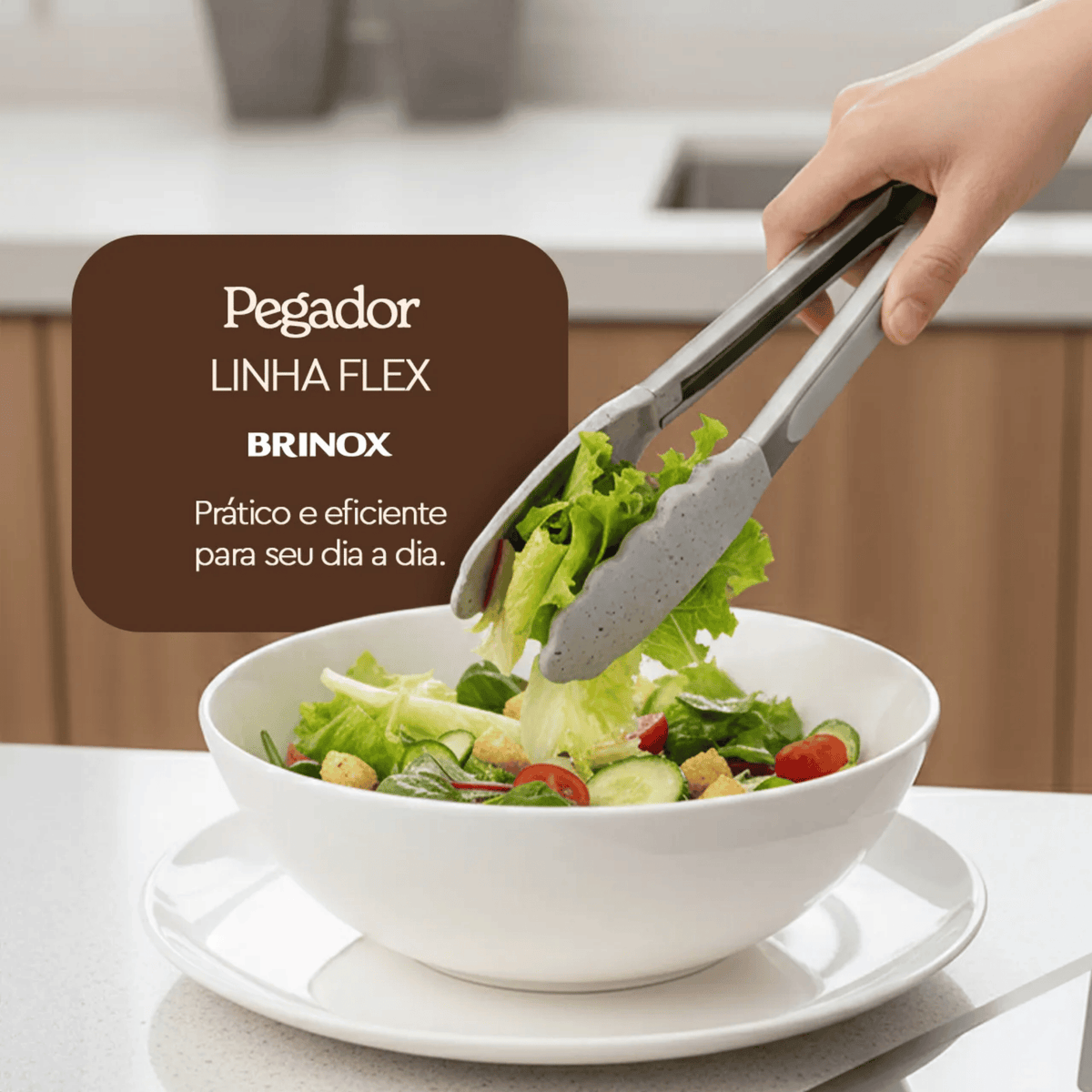 Pegador de Silicone Brinox Flex Cabo em Inox 27cm Vanilla