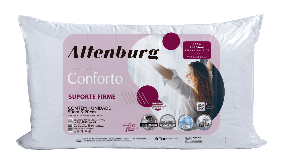Travesseiro Altenburg Conforto 180 Fios 50x90cm Branco