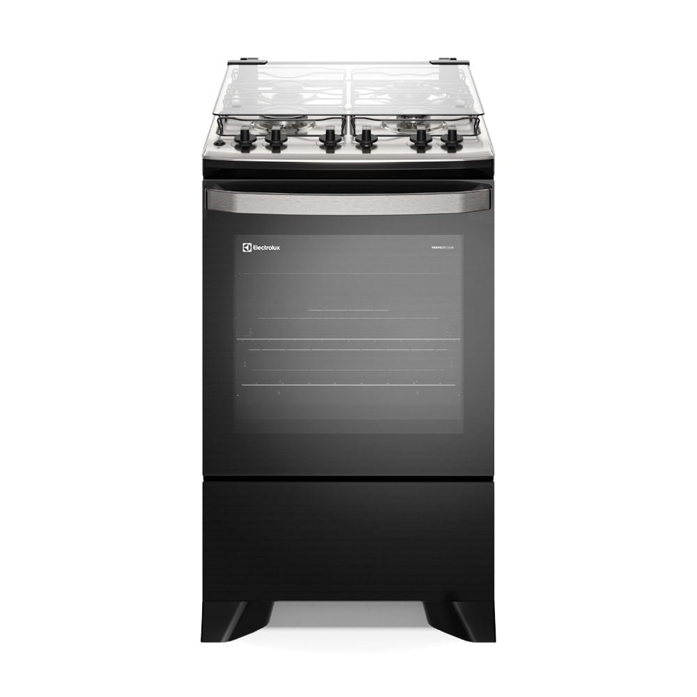 Fogão 4 Bocas Electrolux Experience FE4TP com Mesa Inox Timer e VaporBake Preto Bivolt