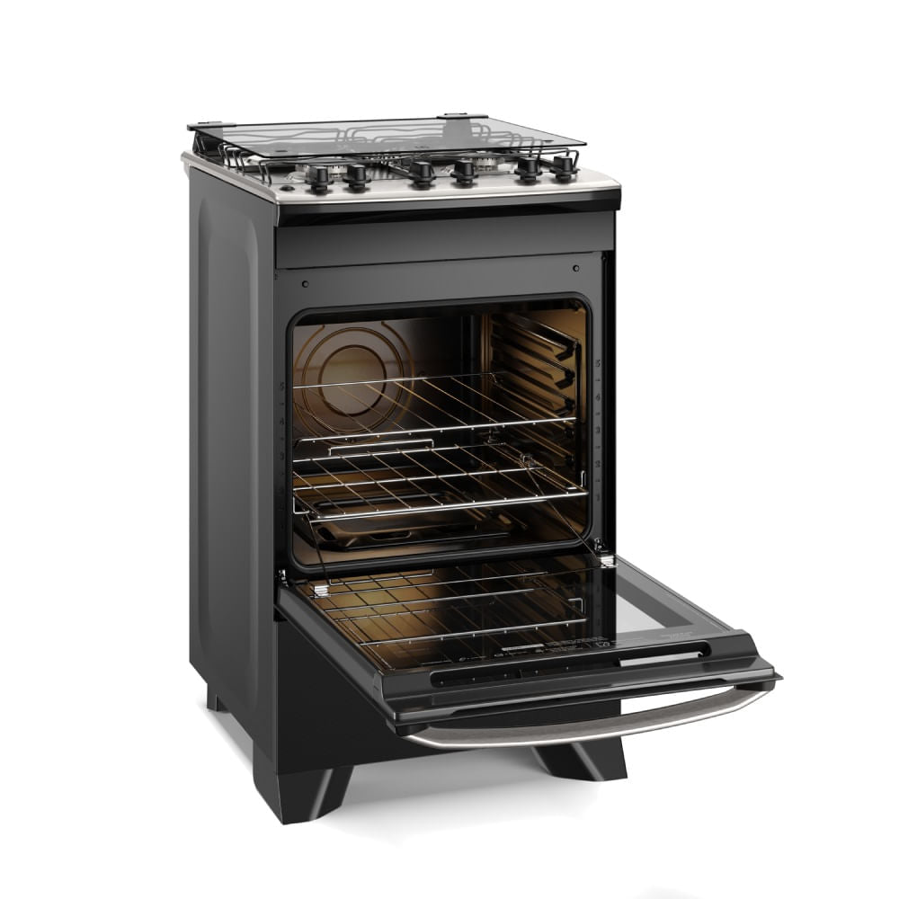 Fogão 4 Bocas Electrolux Experience FE4TP com Mesa Inox Timer e VaporBake Preto Bivolt